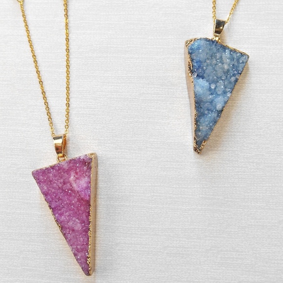 Triangle Beaded Druzy Necklace - Picture 6 of 6
